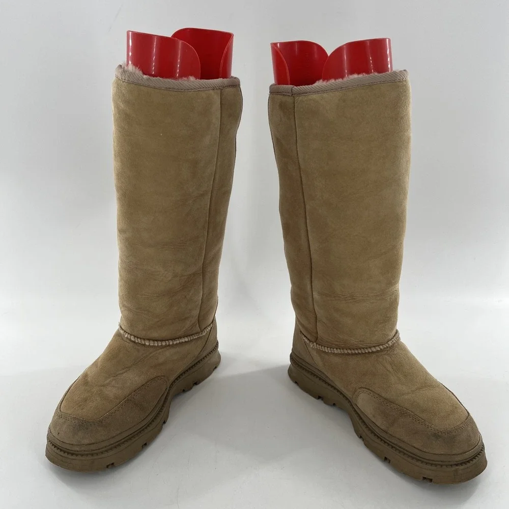 Shearling Suede‎ Tall Womens Boots Cabelas Warm Tan Genuine Sheepskin sherpa 6 M
